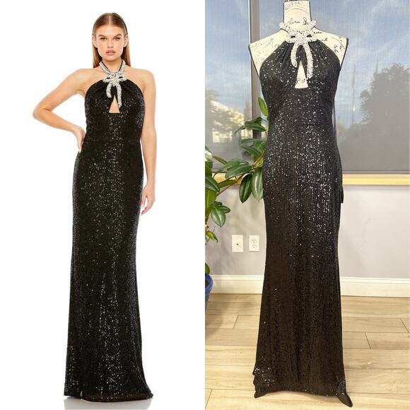 Mac Duggal  Halter Keyhole Sequin Gown 27410 SIZE 6 - Picture 1 of 9